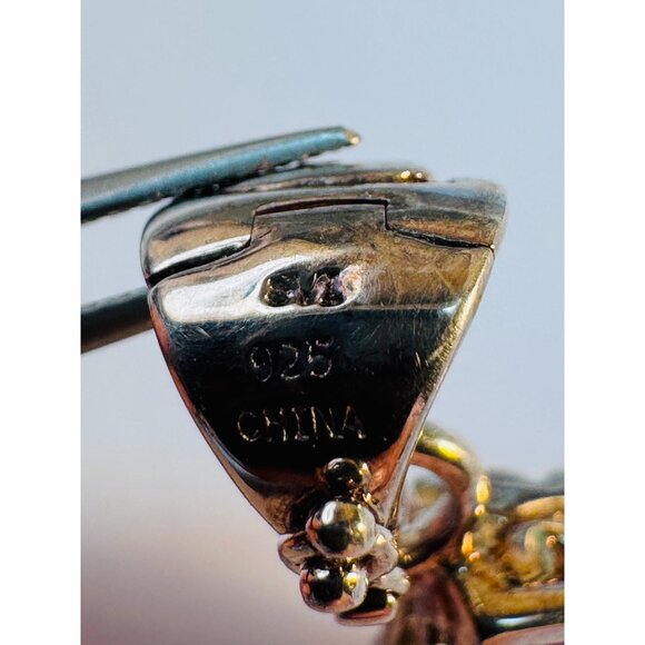 Estate Sterling Silver 925 Gold Tone Filigree Pendant w/ Pear Amethyst Gemstone - Picture 5 of 9